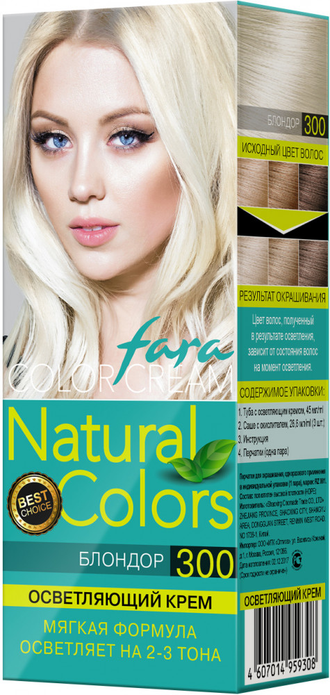 Крем-краска для волос, оттенок 300 Блондор | Natural Colors | Fara