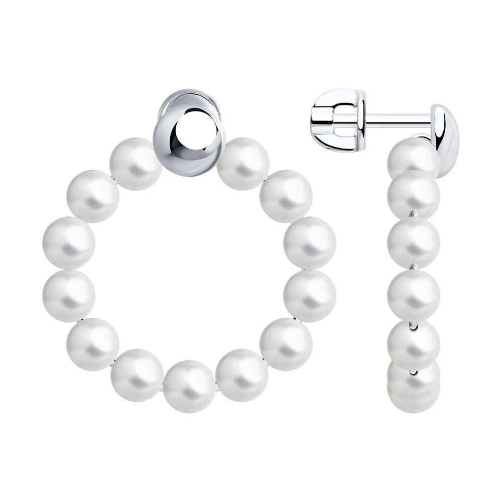 Серьги из серебра с синтетическим жемчугом | SOKOLOV