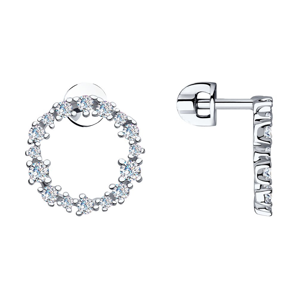 Серьги из серебра с фианитами | SOKOLOV