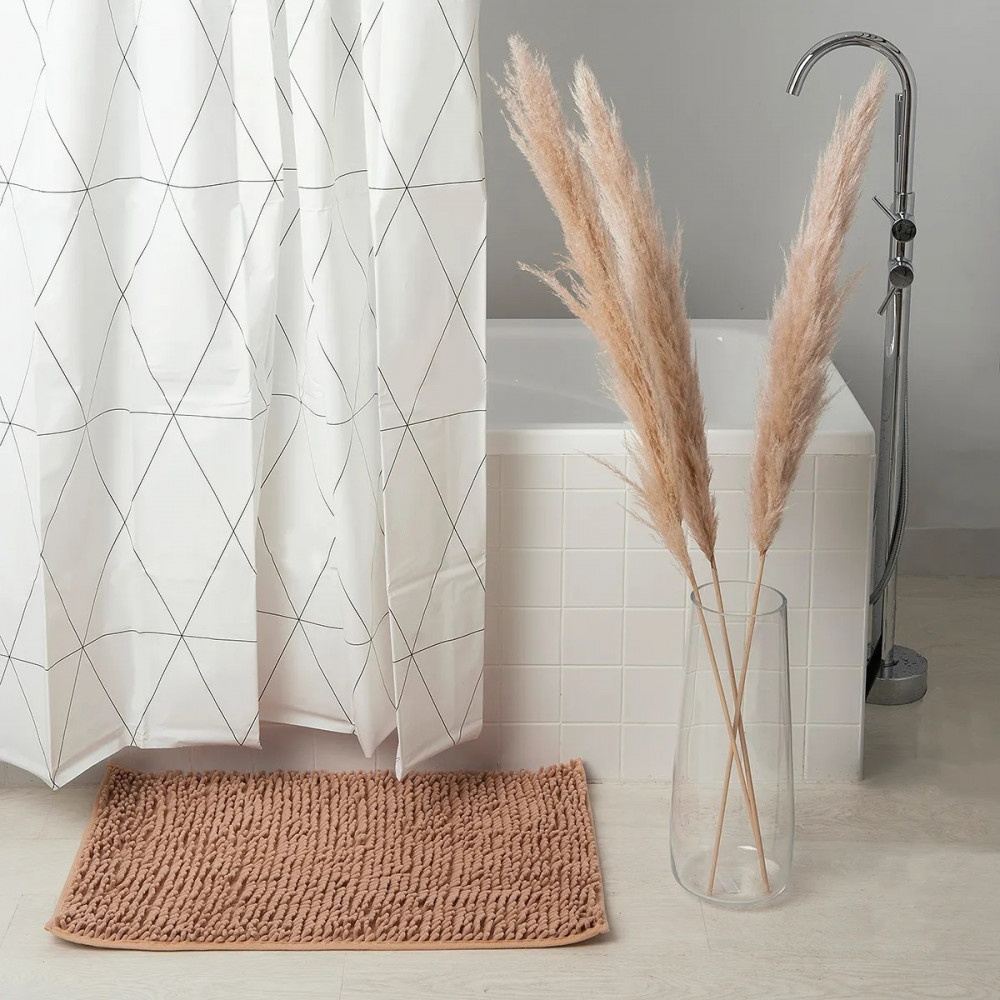 Штора для ванной комнаты | Black geometry | Fresh Code