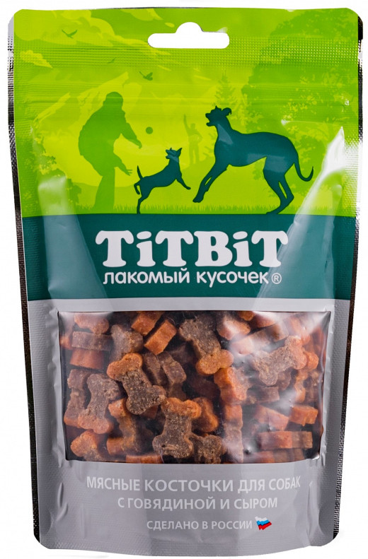 Косточки мясные для собак с говядиной и сыром | Лакомый кусочек | TiTBiT