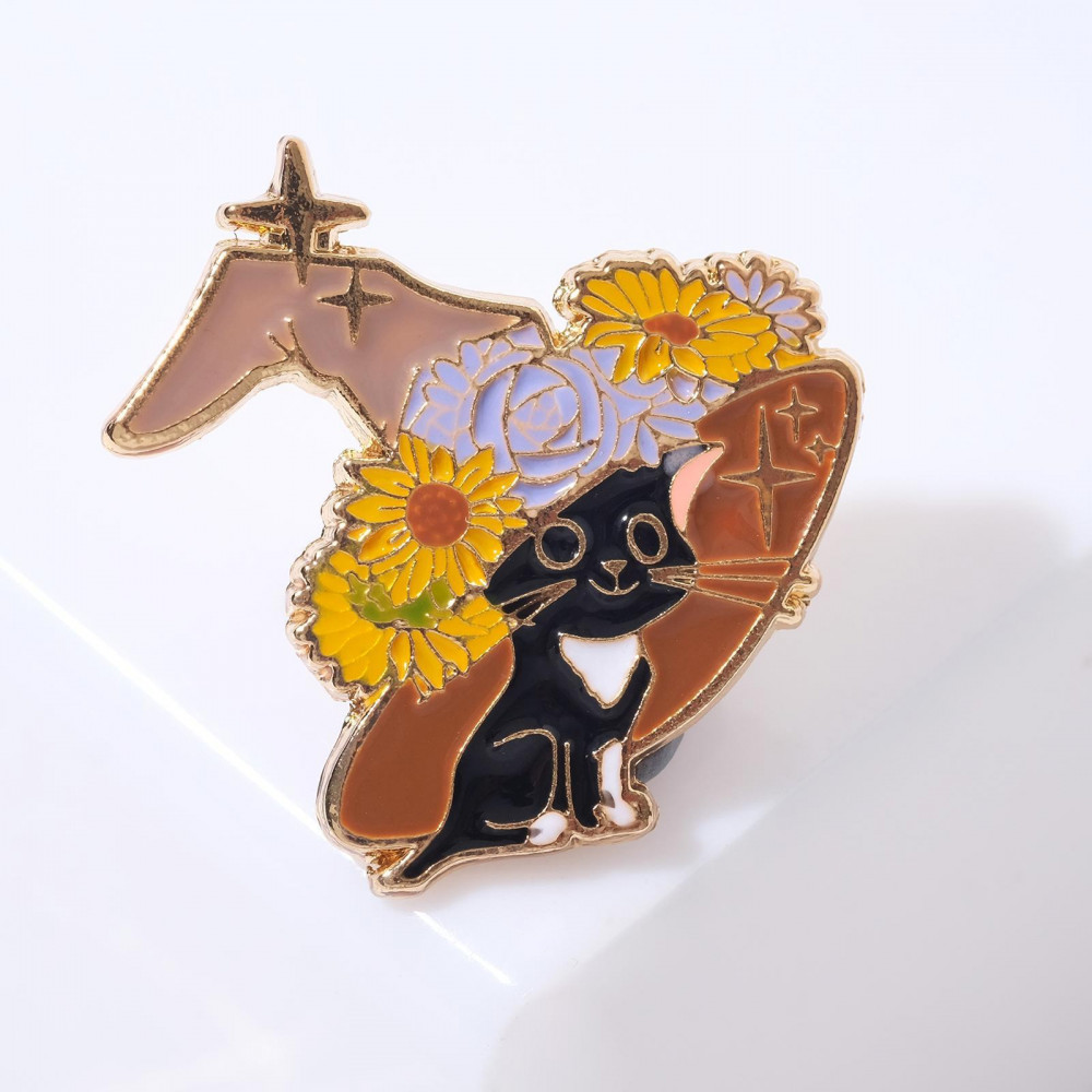 Брошь «Котёнок в шляпке» | Halloween — Хеллоуин | Queen Fair