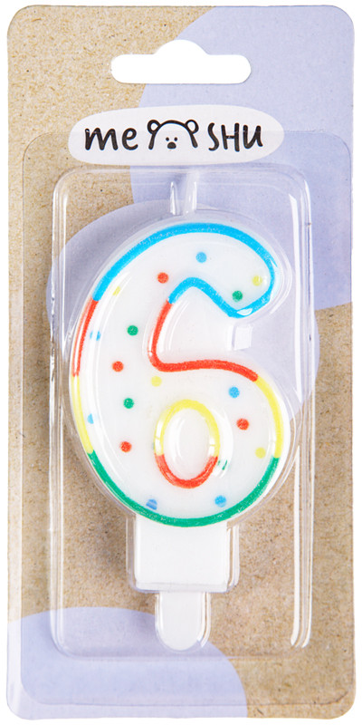 Свеча для торта «Цифра 6» | Meshu
