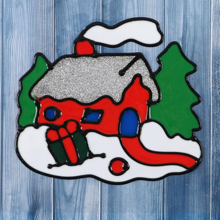 Наклейка «Домик мерцающий» | Новый год | Зимнее волшебство