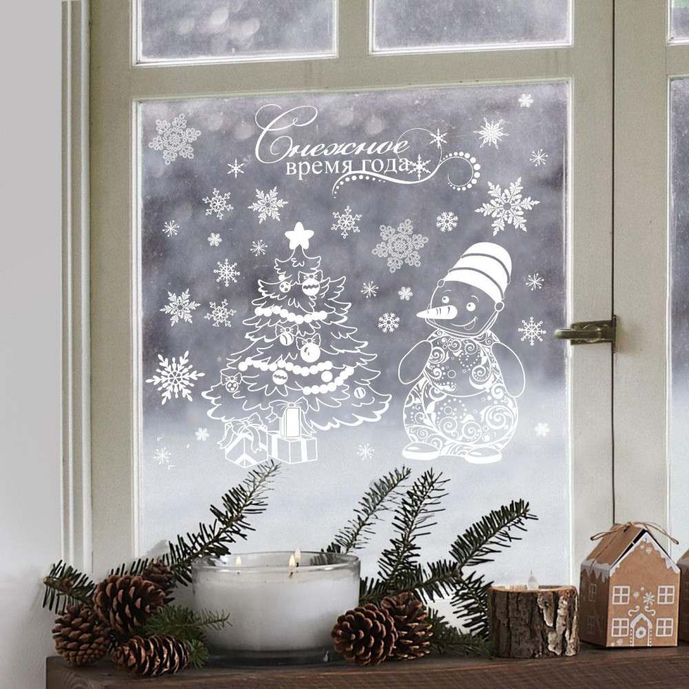 Наклейки для окон «Снежное время» | Новый год | Арт Узор