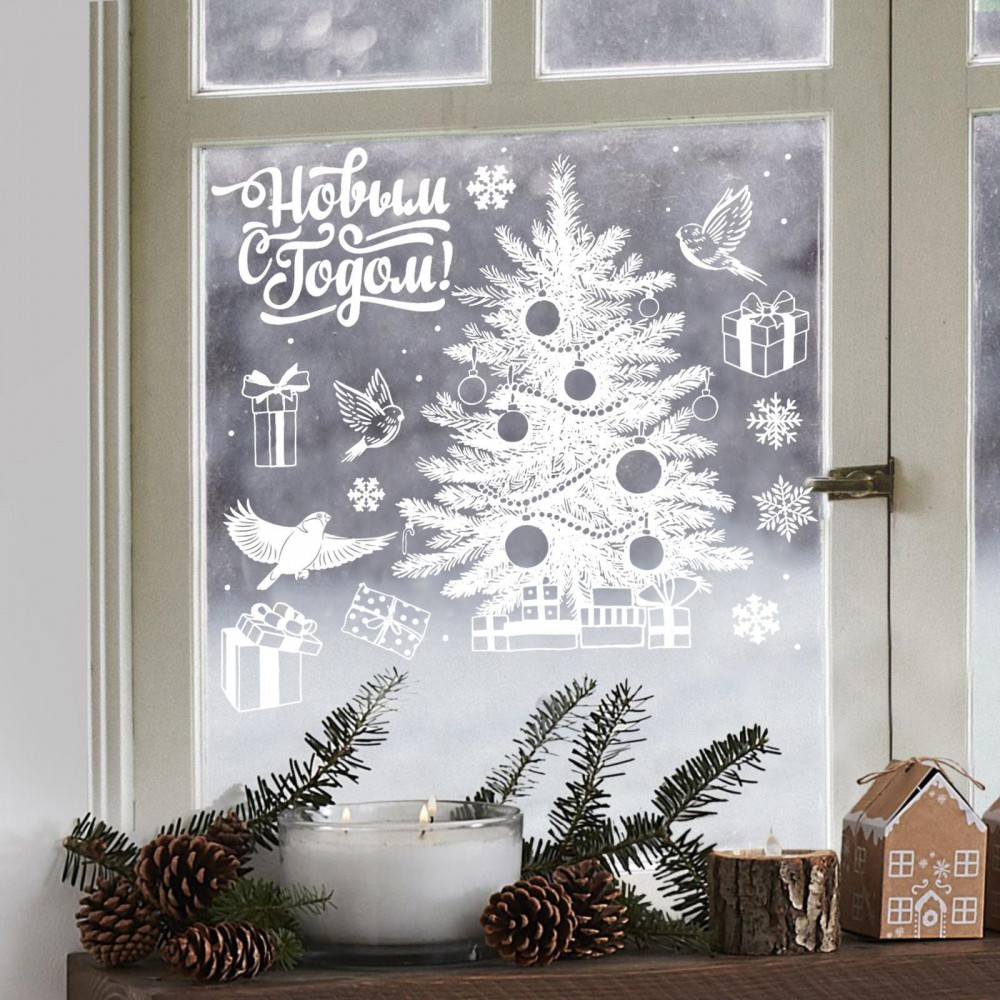 Наклейки для окон «Зимняя красавица» | Новый год | Арт Узор