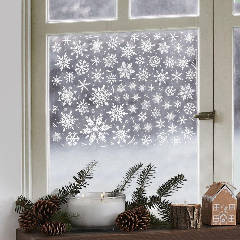 Наклейки для окон «Хоровод снежинок» | Новый год | Арт Узор