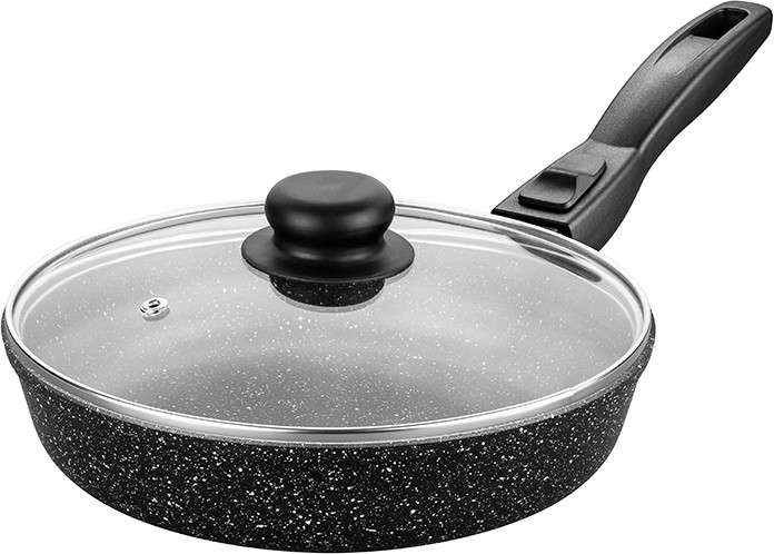 Сковорода с крышкой и съёмной ручкой «Чёрный мрамор» | Гармония вкуса | Elan Gallery