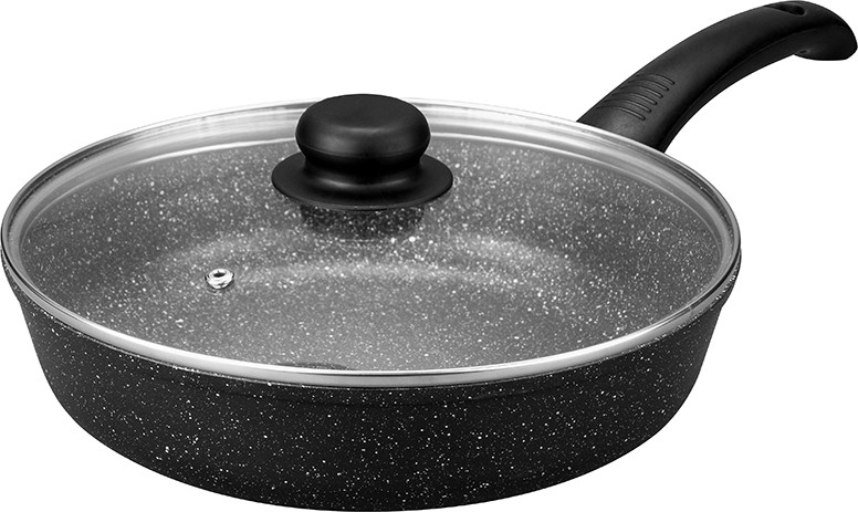 Сковорода с крышкой индукционная «Чёрный мрамор» | Гармония вкуса | Elan Gallery