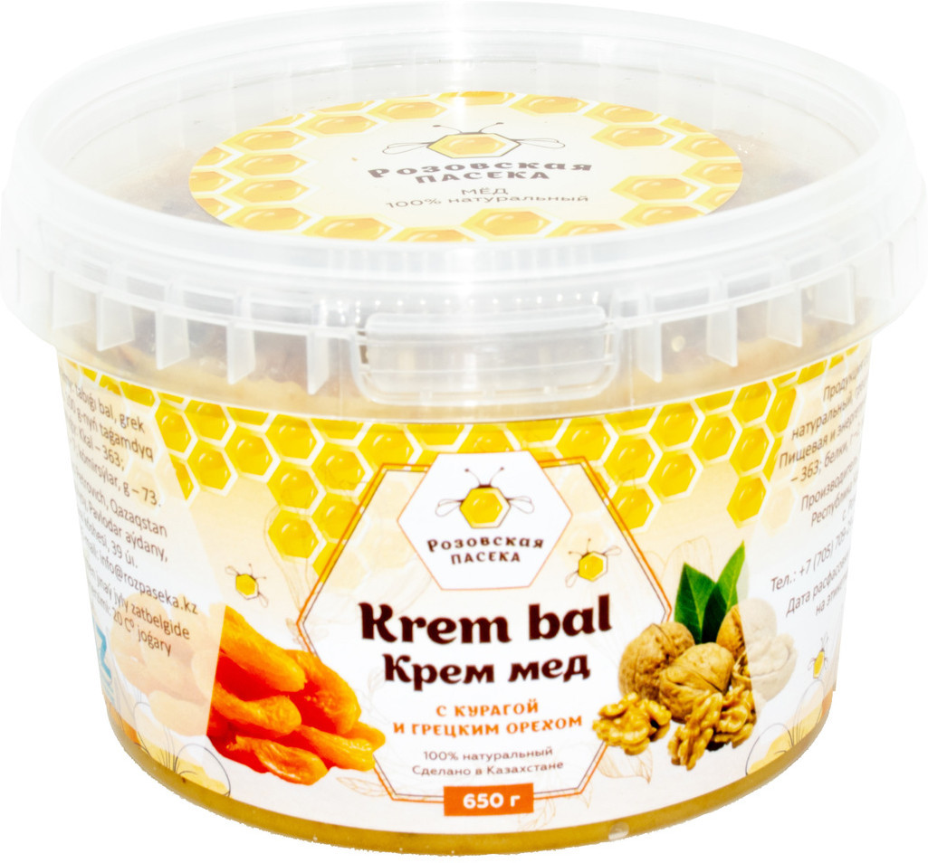 Крем-мед с курагой и грецким орехом | Розовская пасека