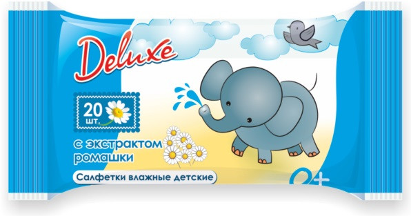 Салфетки влажные детские с экстрактом ромашки | Deluxe
