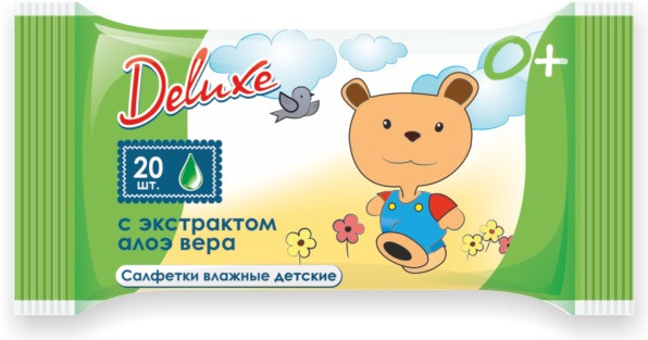Салфетки влажные детские с экстрактом алоэ вера | Deluxe