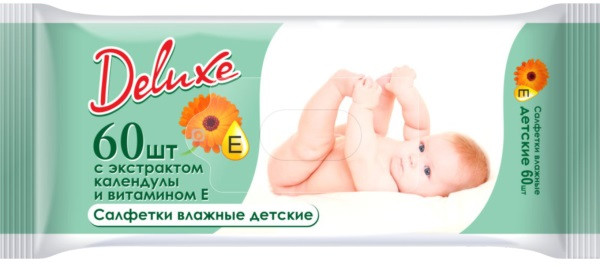 Салфетки влажные детские с экстрактом календулы | Deluxe
