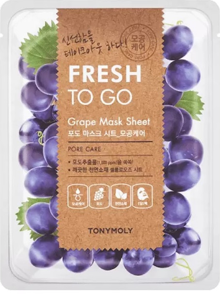 Маска для лица освежающая с экстрактом винограда | Fresh to go | Tony Moly