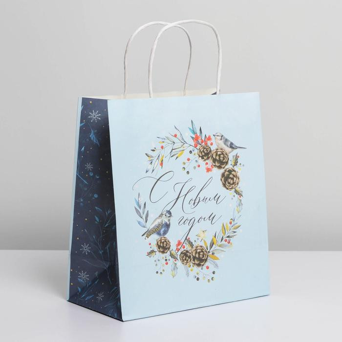 Пакет подарочный крафтовый «Морозное утро» | Новый год | Дарите Счастье