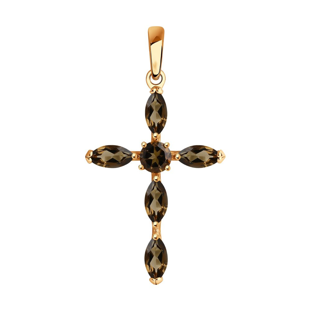 Подвеска из золоченого серебра с раухтопазами | SOKOLOV