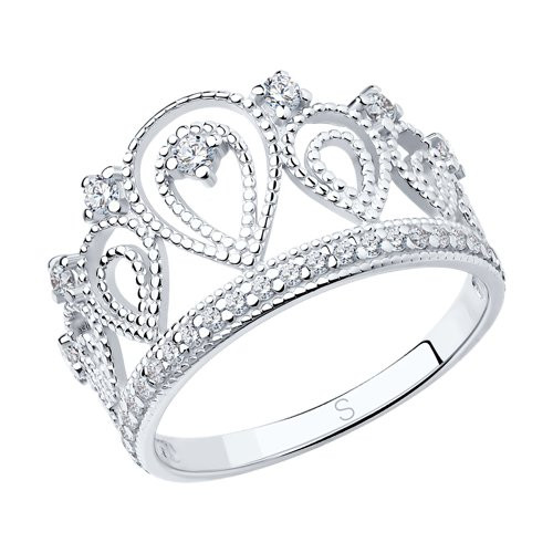 Кольцо из серебра с фианитами «Корона» | SOKOLOV