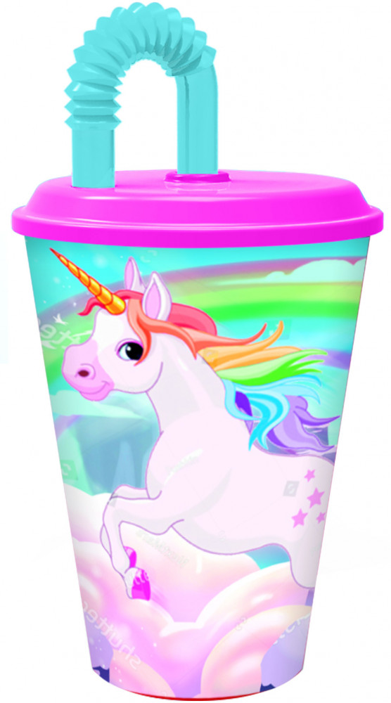 Стакан с соломинкой и крышкой «Единороги» | Единороги | Stor