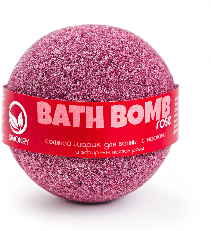 Шарик соляной для ванн с маслами и эфирным маслом розы | Savonry