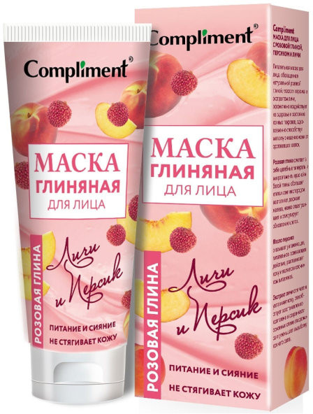 Маска для лица с розовой глиной «Персик и личи» | Compliment