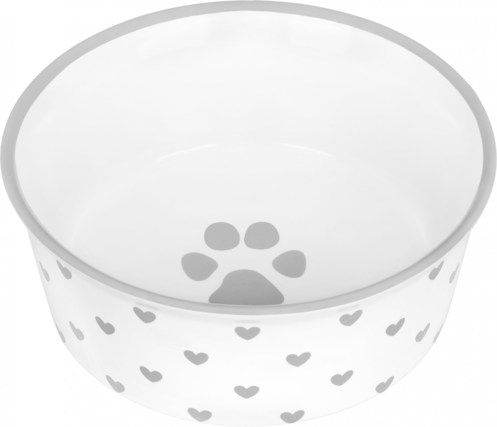 Миска для домашних питомцев «Лапка на белом и сердечки» | Elan Gallery