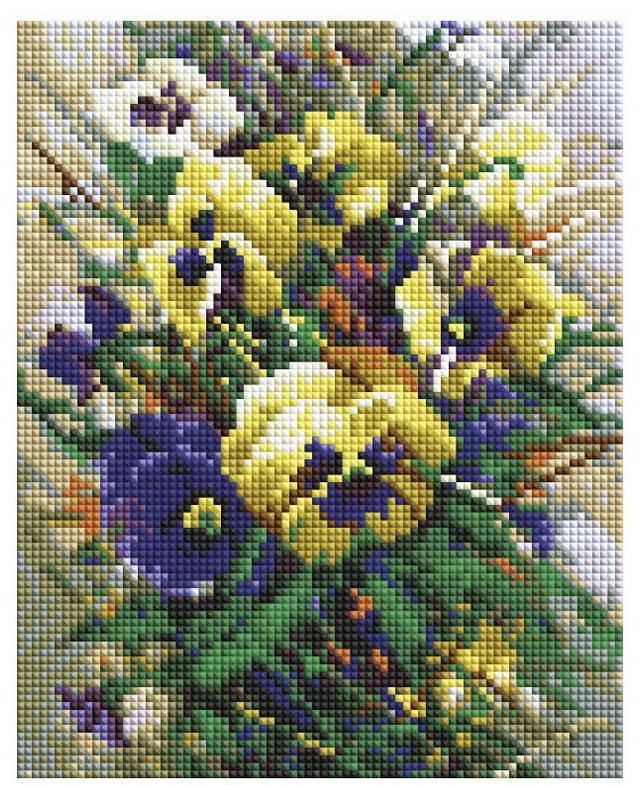 Мозаика алмазная «Букет с анютками» | Белоснежка