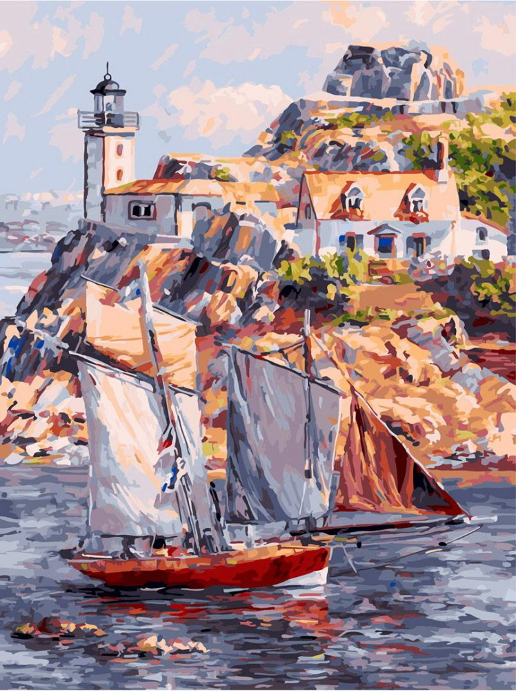 Картина по номерам на картоне «Франция. Бретань. Карантек» | Белоснежка