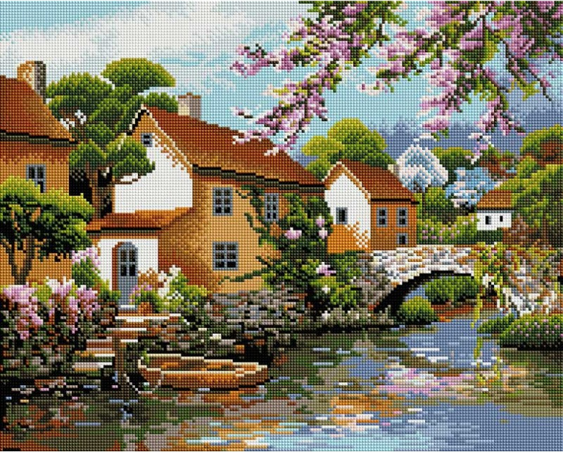 Мозаика алмазная «Деревенька у канала» | Белоснежка