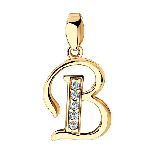 Подвеска из золочёного серебра с фианитами | SOKOLOV