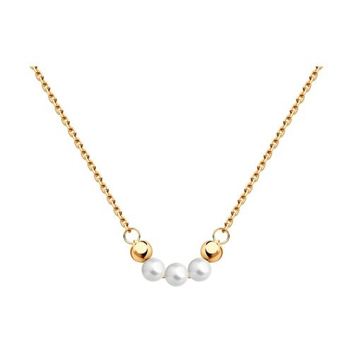 Колье из серебра с синтетическим жемчугом | SOKOLOV