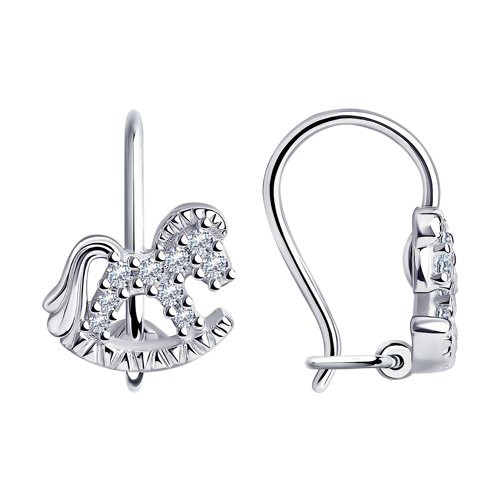 Серьги из серебра с фианитами | Diamant