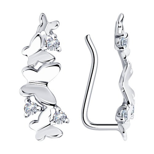 Серьги из серебра с фианитами