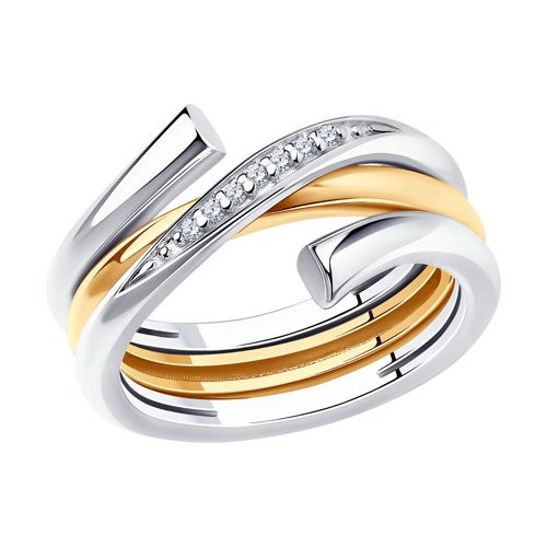 Кольцо из золоченого серебра с фианитами | SOKOLOV