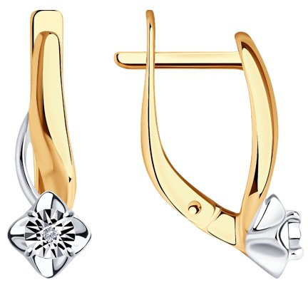 Серьги из золочёного серебра с бриллиантами | SOKOLOV