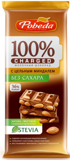 Шоколад молочный без сахара с миндалем