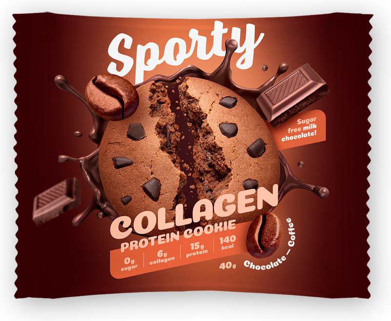 Печенье протеиновое с коллагеном «Шоколад-кофе» | COLLAGEN | Sporty