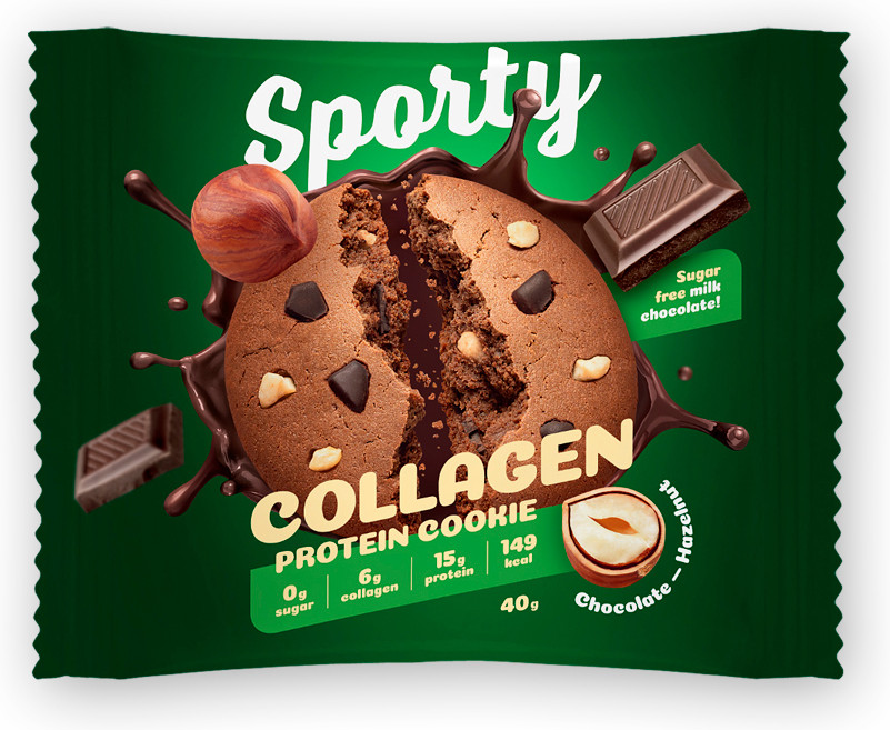 Печенье протеиновое с коллагеном «Шоколад-фундук» | COLLAGEN | Sporty