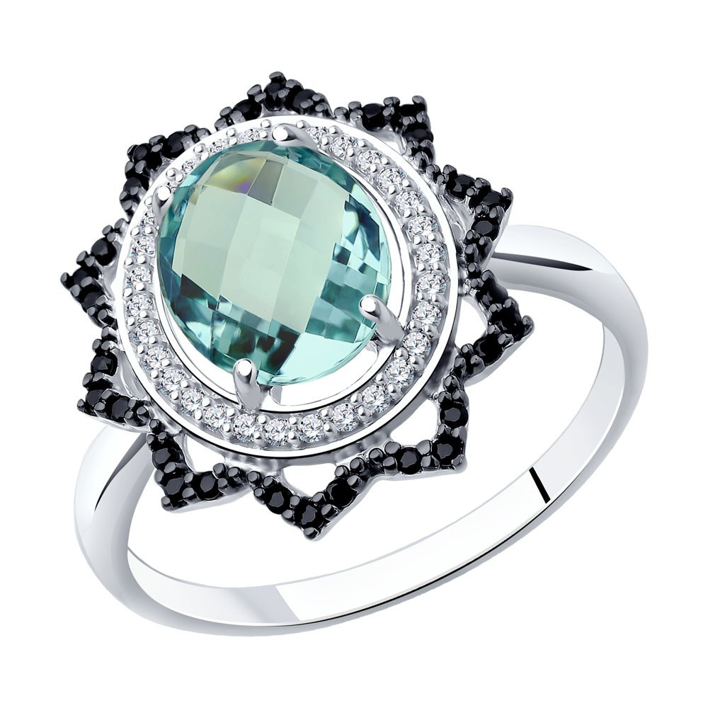 Кольцо из серебра с миксом камней | SOKOLOV