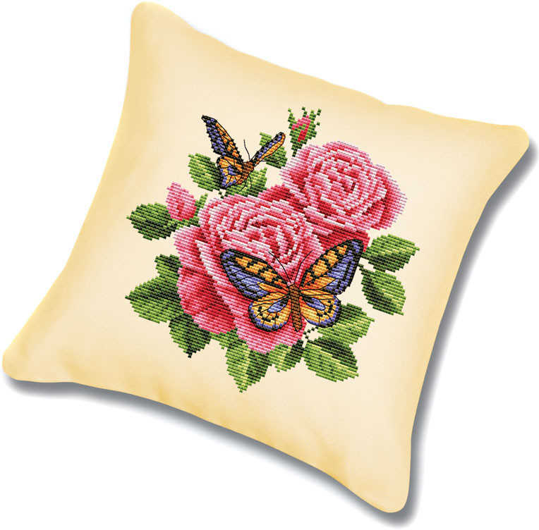 Набор для вышивания подушки «Бабочки и розы» | Белоснежка