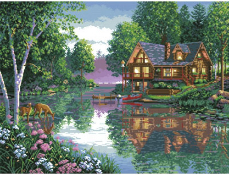 Набор для вышивания «Лесное озеро» | Белоснежка