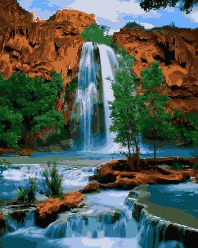 Картина по номерам «Горный водопад» | Lori