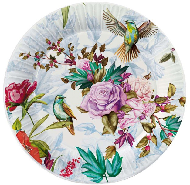 Набор бумажных тарелок «Птицы и цветы» | ND Play