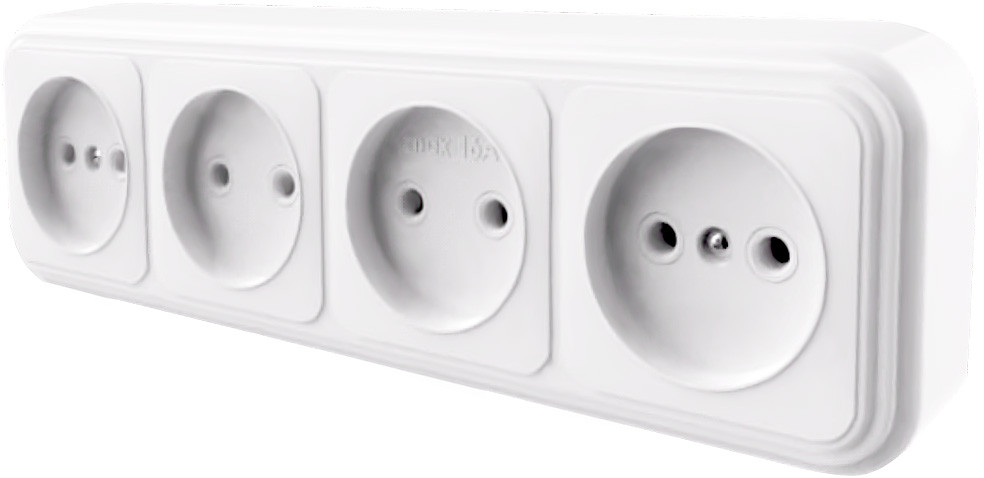 Розетка 4-местная без заземления | Брест | Stekker