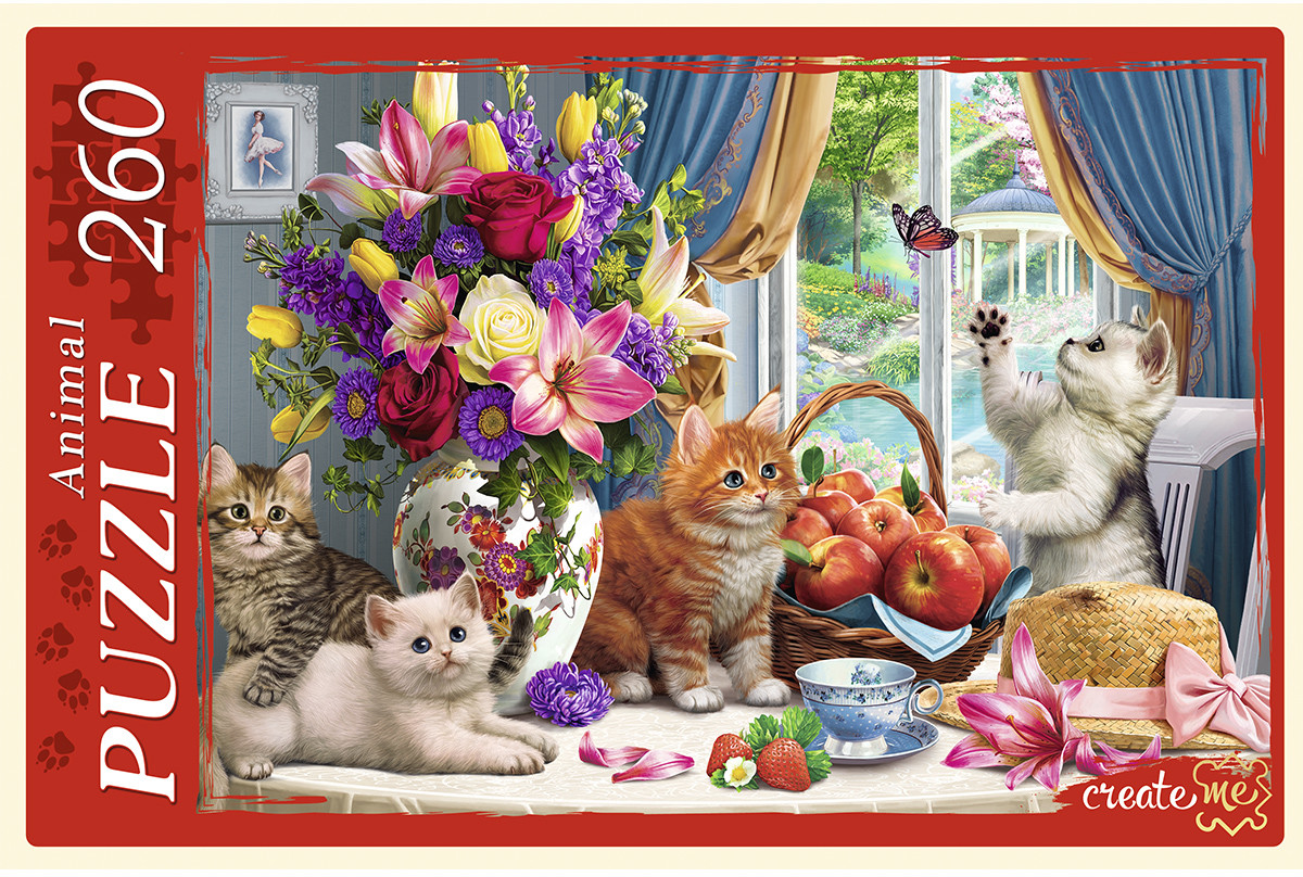 Пазл «Натюрморт с котятами» | Create me | Рыжий кот