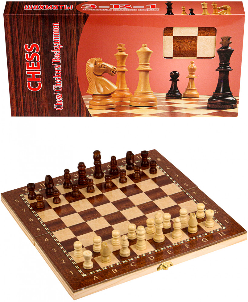 Игра настольная 3 в 1 «Шахматы, шашки, нарды»