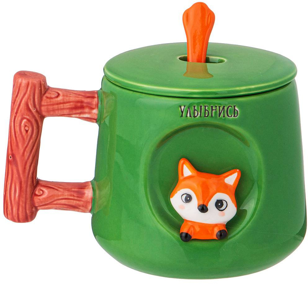 Кружка с крышкой и ложкой «Лисичка» | Lefard