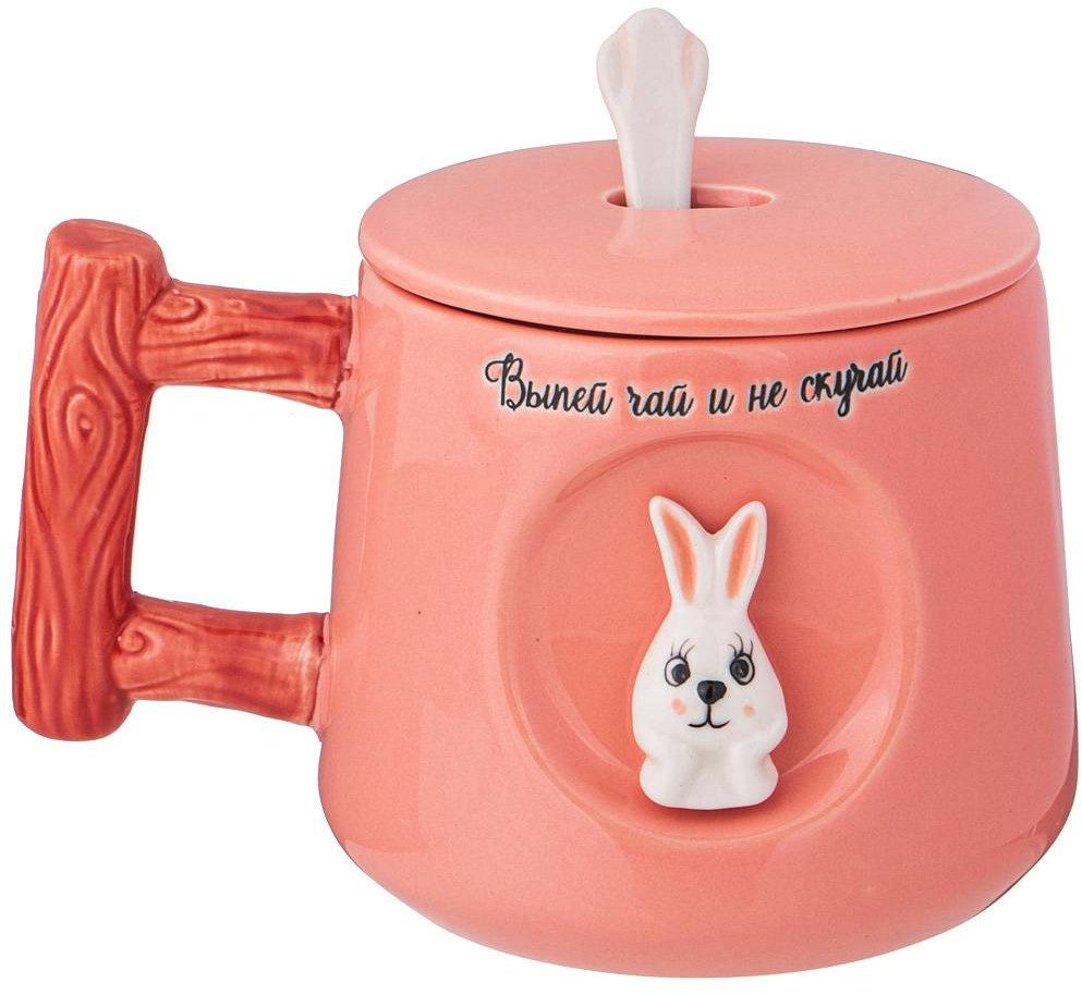 Кружка с крышкой и ложкой «Зайка» | Lefard