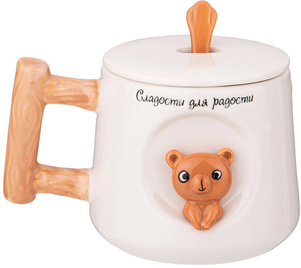 Кружка с крышкой и ложкой «Медвежонок» | Lefard