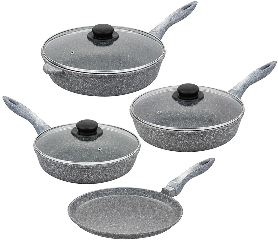Набор сковород «Серый мрамор» | Гармония вкуса | Elan Gallery