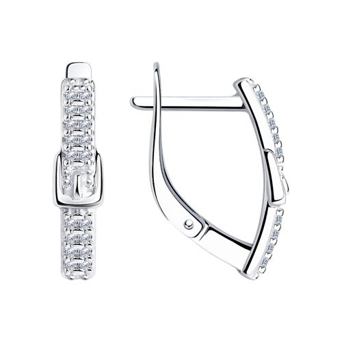 Серьги из серебра с фианитами | Diamant